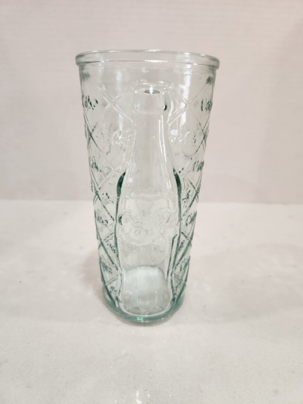Coca Cola Vidrios San Miguel Glass Tumbler 3D Etched Bottle "Missing Lid"